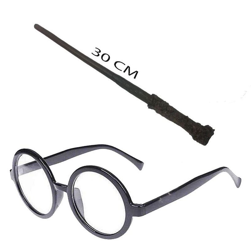 Harry Potter Asası 30 Cm Ve Siyah Çerçeveli Harry Potter Gözlüğü Seti