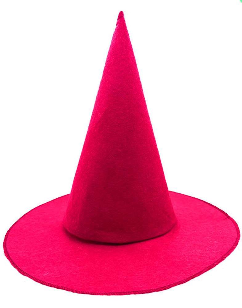 Pembe Fuşya Renk Keçe Cadı Şapkası Yetişkin Çocuk Uyumlu 35X38 Cm