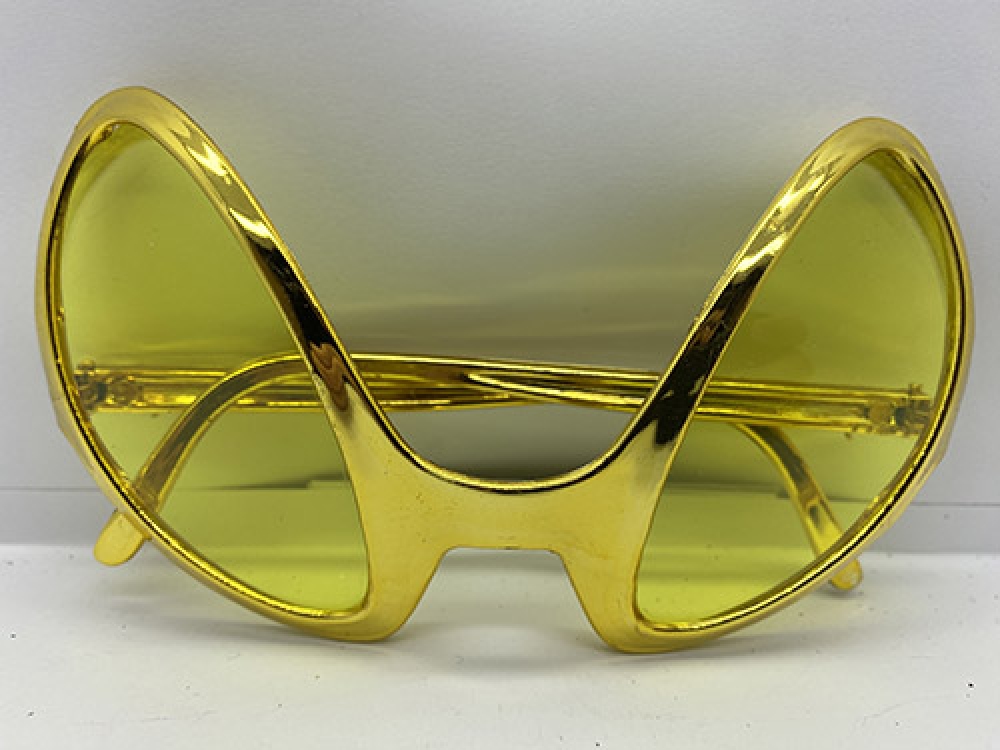 Retro Gözlük - 80 Li 90 Lı Yıllar Parti Gözlüğü Gold Renk 8X13 Cm
