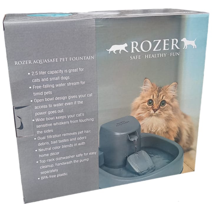 Rozer Aqusafe Otomatik Kedi Köpek Su Pınarı Su Çeşmesi Ultra Sessiz 2,5 Lt Su Şelalesi Kedi Pınarı Xwwas01Mg-Eu