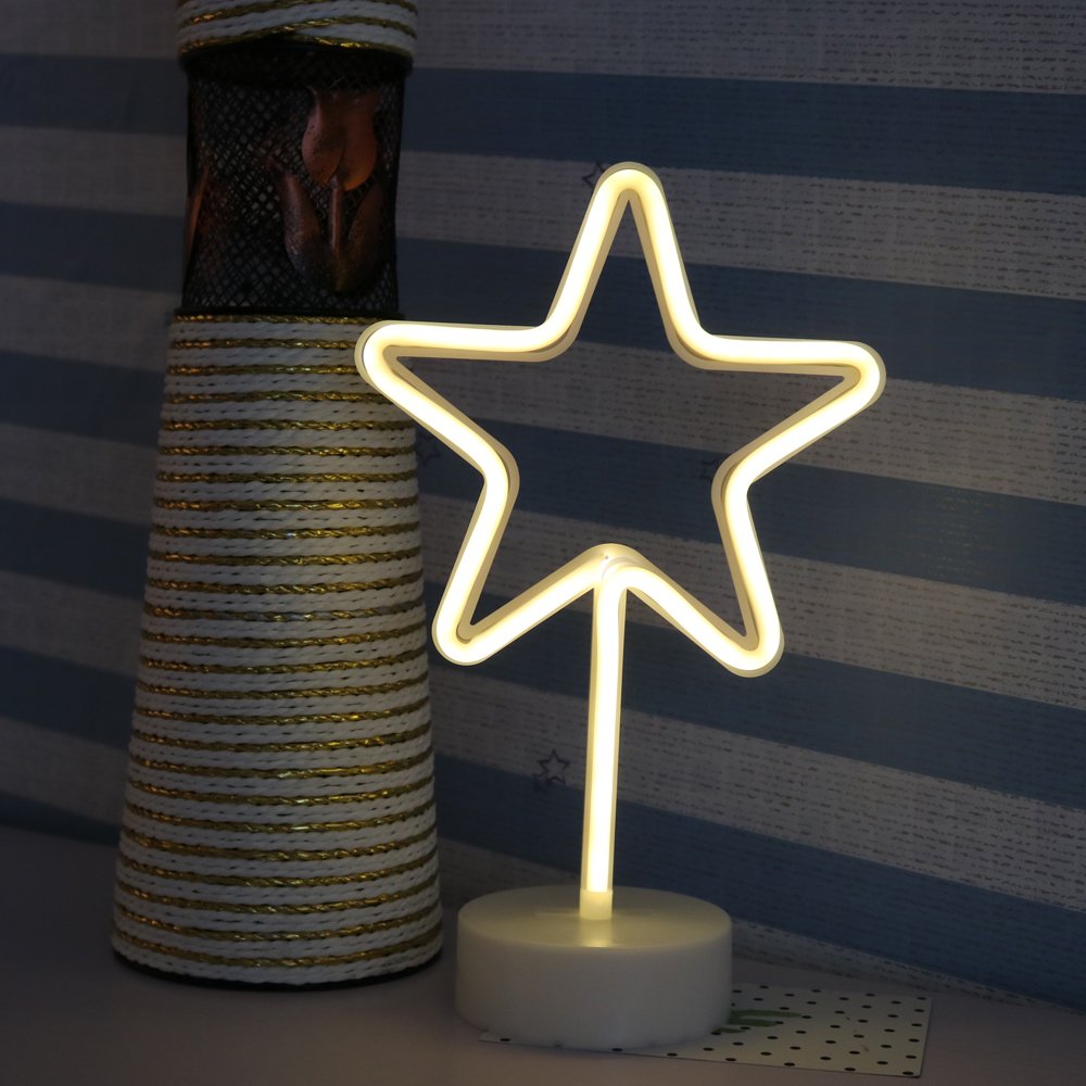Sarı Yıldız Model Neon Led Işıklı Masa Lambası Dekoratif Aydınlatma Gece Lambası