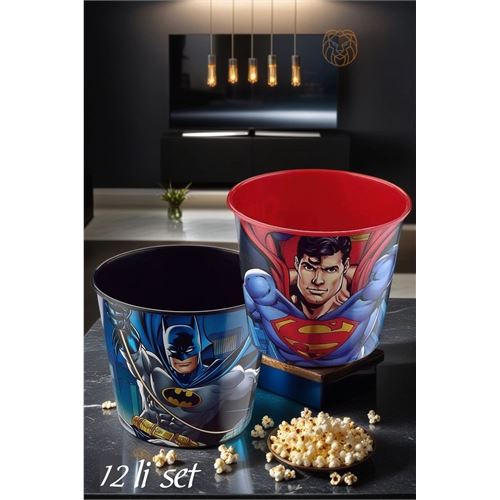 Transformacion 12 Adet Superman Batman Patlamış Mısır Popcorn Kovası  