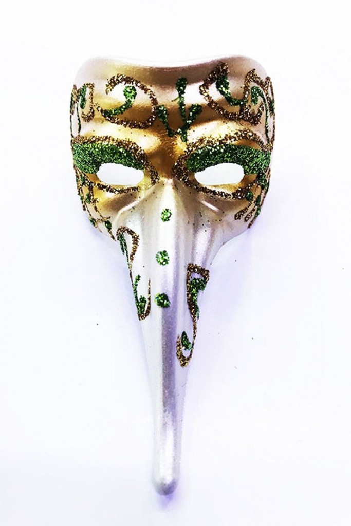 Yeşil Renk İşlemeli Seramik Malzemeden İmal Venedik Uzun Maske Magnet