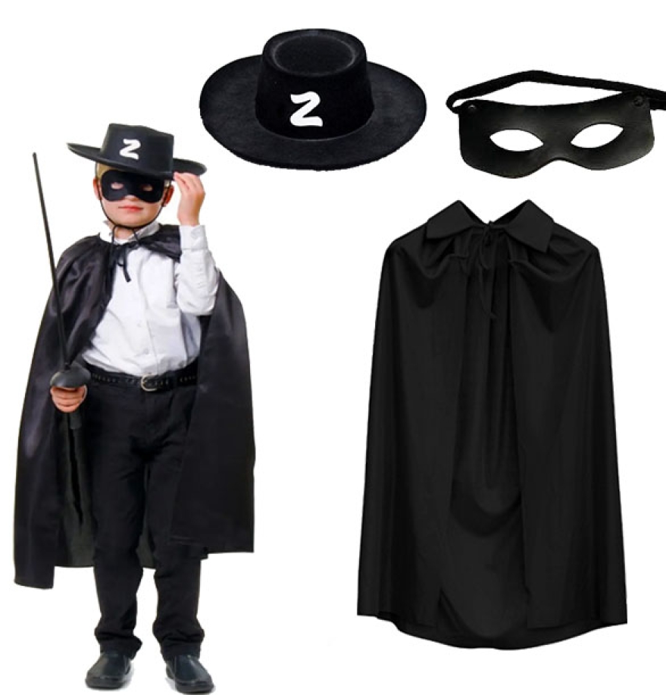 Zorro Pelerini Şapkası Ve Maske Seti Çocuk Boy
