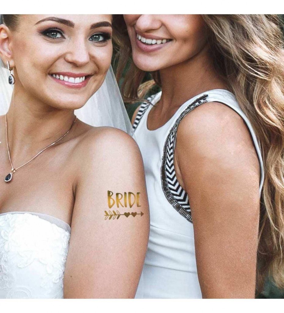 Bride Flash Tattoo Paketi, Tektaş Temalı Altın Varaklı Geçici Dövme Tektas