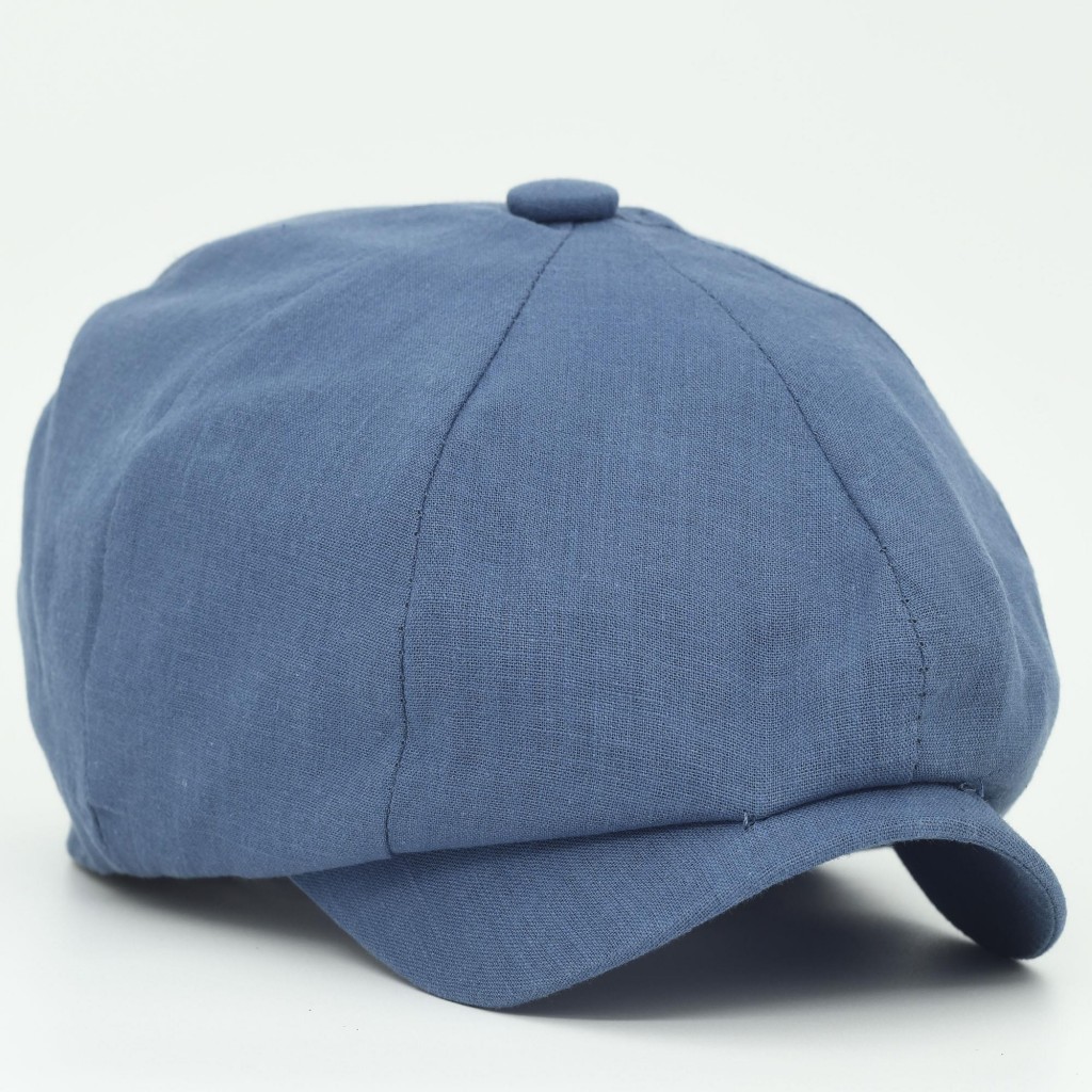 Ingiliz Stili London Yazlık Kasket Keten İndigo Mavi Şapka