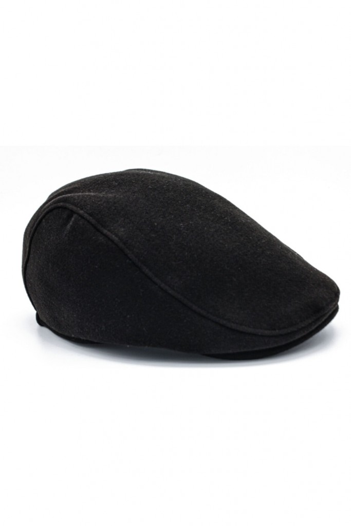 Kaşe Kumaş Bayan Kasket Şapka Siyah Renk