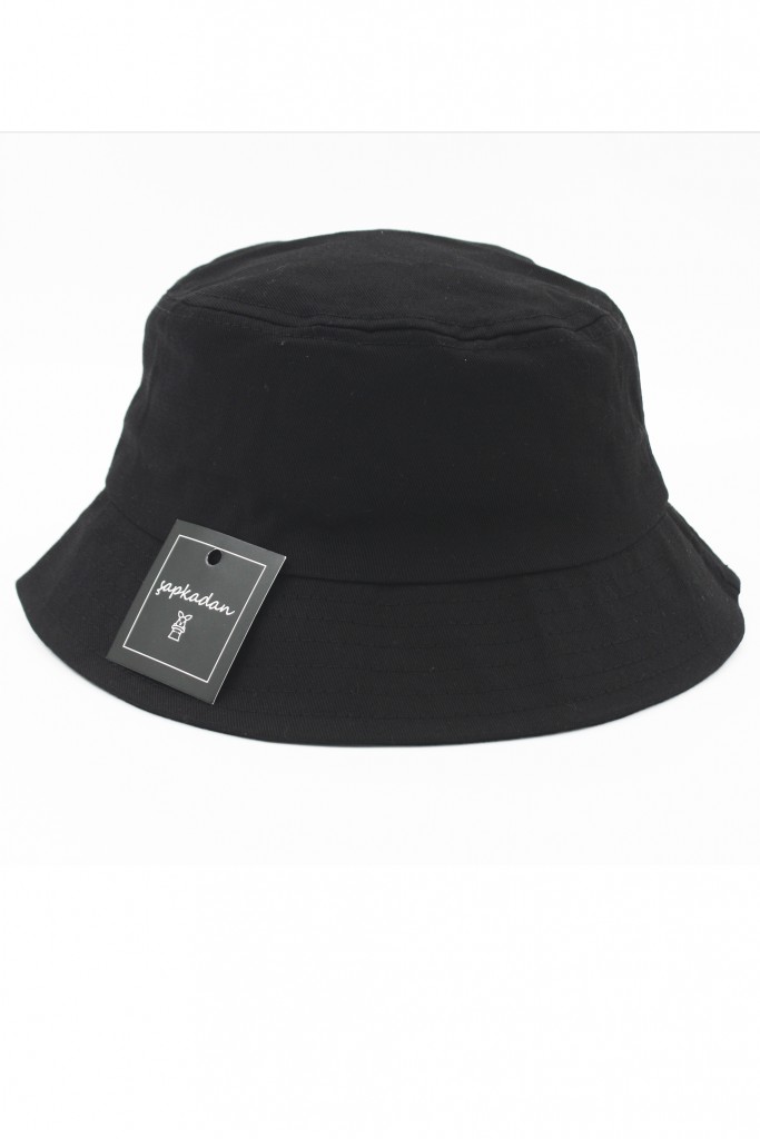 Unisex Düz Siyah Bucket Şapka Kadın Kova Şapka Pamuk Filesiz Kalın Kumaş