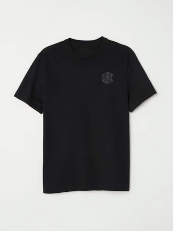 Finezza Geometrik Square Baskılı Pamuk Siyah T-Shirt M Beden - 986