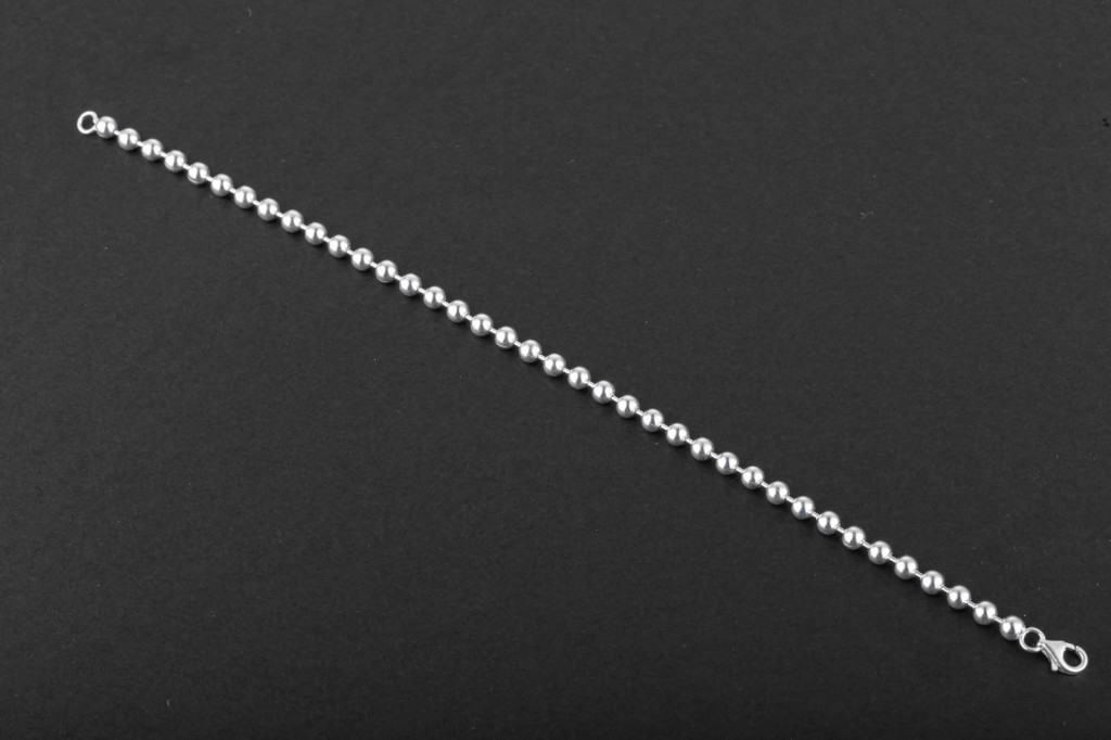 925 Ayar Gümüş Unisex Tırnak Makası Model Gümüş Top Zincir Bileklik 4 Mm Mcv0439