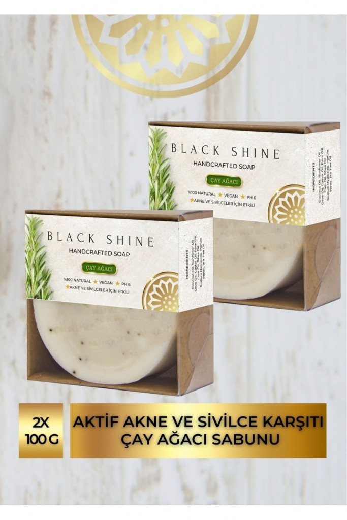 Black Shine Bs Çay Ağacı Yağlı Leke Sabunu Yağlı Ve Normal Ciltlerde Akne Ve Sivilce Karşıtı 100 Gram X 2 Adet Byxkrm0043
