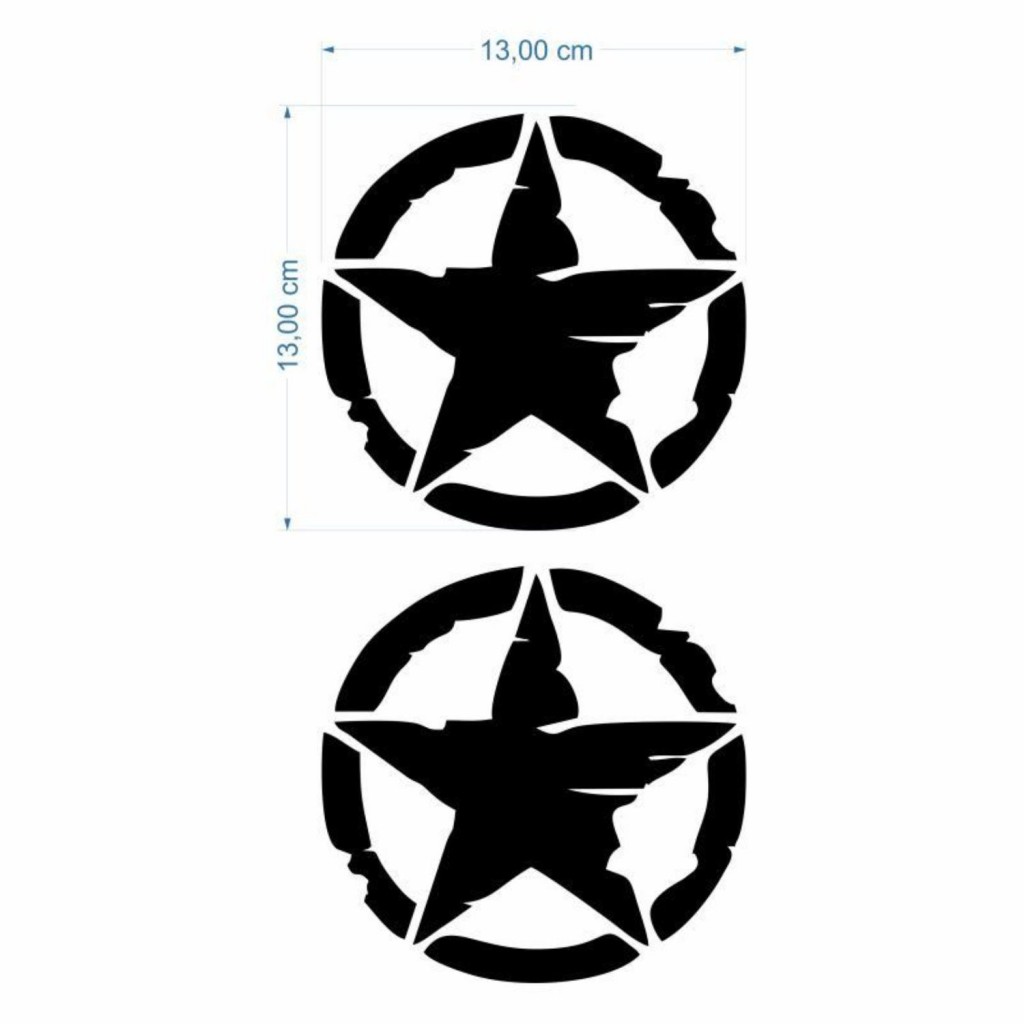 Skm Army Yıldız 13 X 13 Cm Siyah Sticker 2 Li