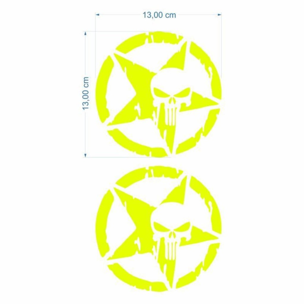 Skm Army Yıldız Kuru Kafa 13 X 13 Cm Flo Sarı Sticker 2 Li