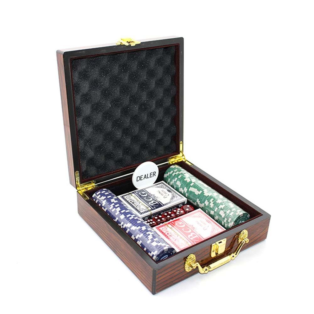 Ahşap Çantalı 100 Chipli Poker Oyunu
