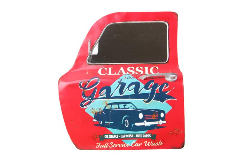 Dekoratif Classic Garage Temalı Kırmızı Araba Kapısı Ayna