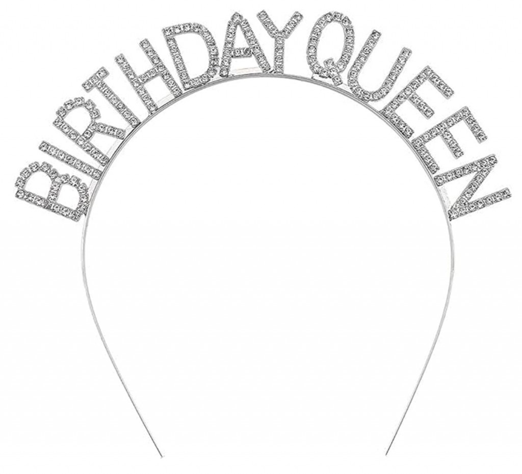 Gümüş Renk Kristal Taşlı Parlak Birthday Queen Yazılı Kraliçe Taç 16X17 Cm