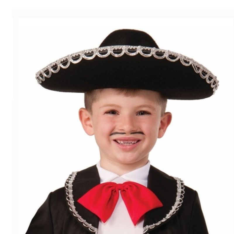 Gümüş Renk Şeritli Meksika Latin Şapkası 55 Cm Çocuk