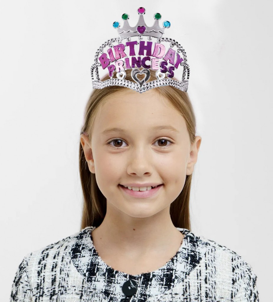 Gümüş Renk Taç Üzeri Pembe Birthday Prenses Yazılı Çocuk Parti Tacı 11X12 Cm