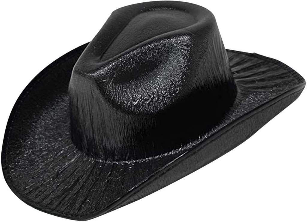 Neon Hologramlı Kovboy Model Parti Şapkası Siyah Yetişkin 39X36X14 Cm
