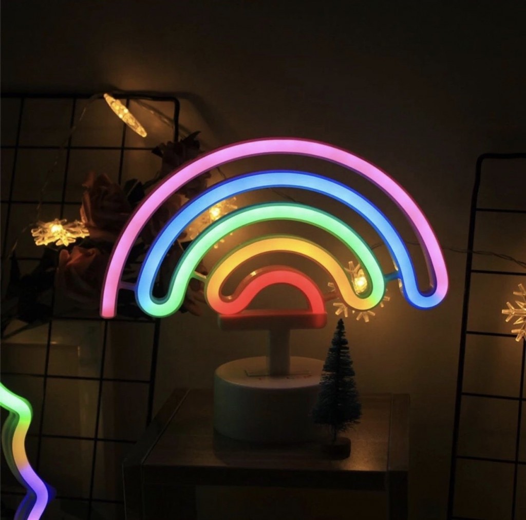Neon Işıklı Gökkuşağı Masa Gece Lambası Dekoratif Hediyelik