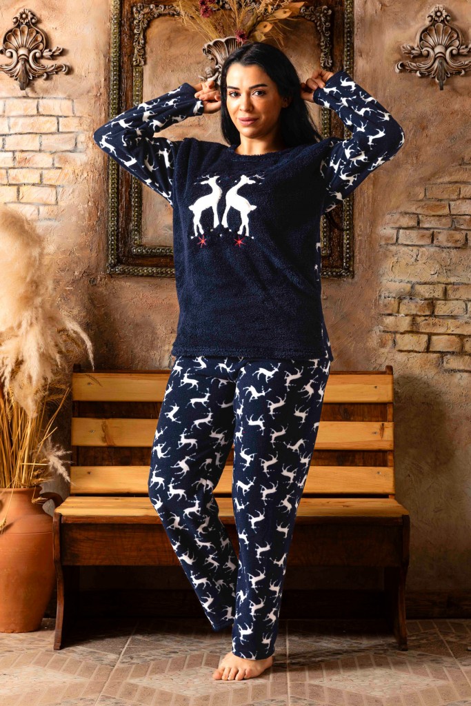 Nisanca Büyük Beden Kadın Polar Peluş Pijama Takımı