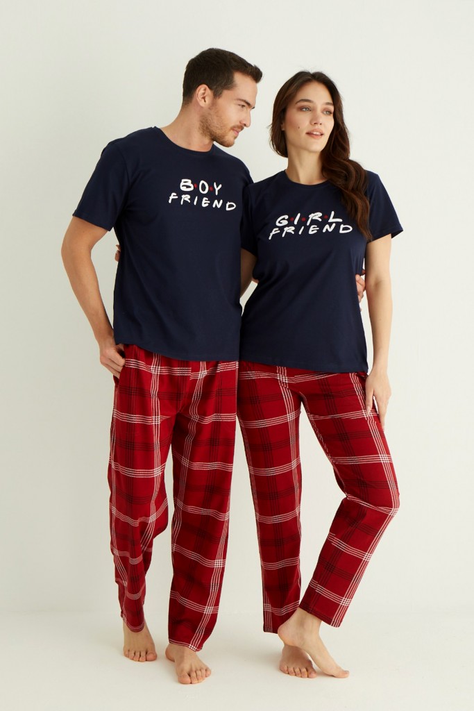 Nisanca Kısa Kollu Pamuk Kadın Pijama Takımı- Sevgili Pijaması- Tek Adet