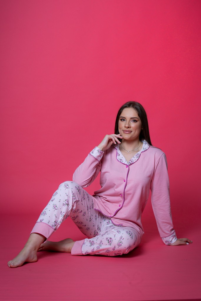 Nisanca Önden Düğmeli İçi Polarlı Kışlık Kadın Pijama Takımı