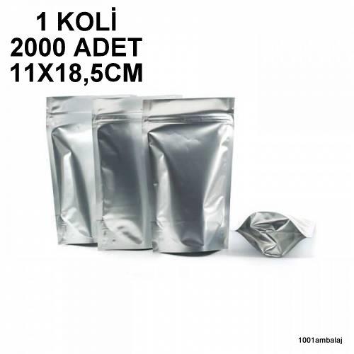11X18,5 Cm Alüminyum 1 Koli 2000 Adet Kilitli Doypack Torba 100 Gr