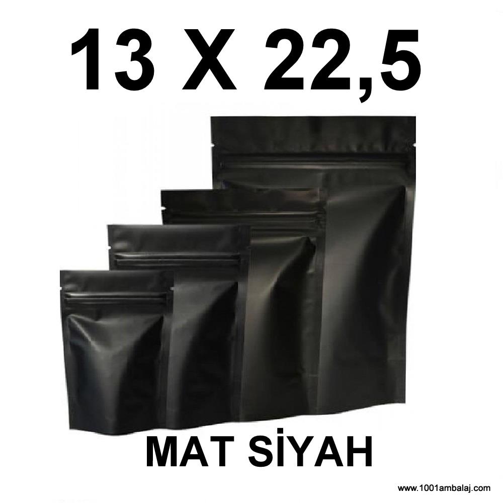 13X22,5 Cm Mat Siyah Renk Doypack Torba /67/