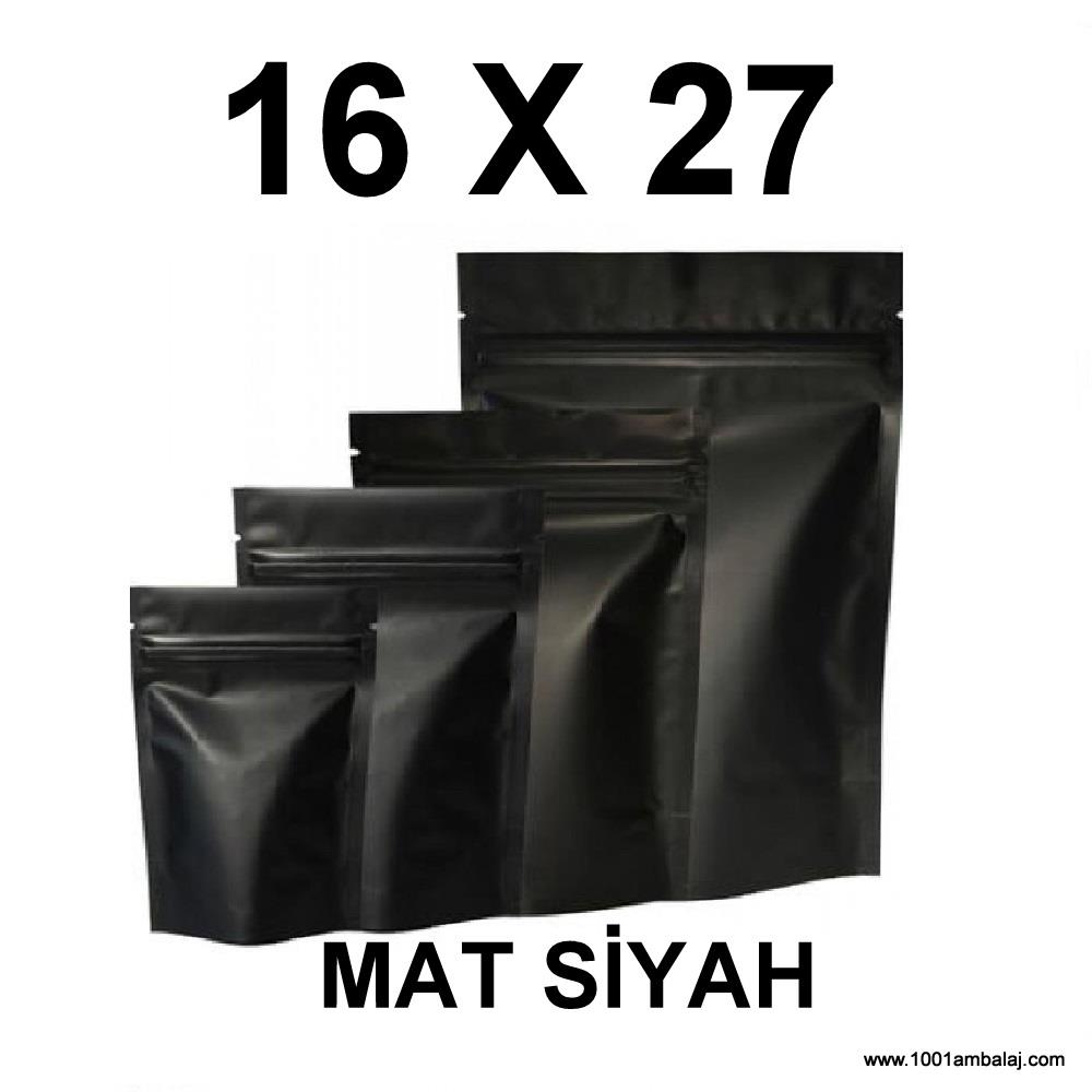 16X27 Cm Mat Siyah Renk Doypack Torba /68/