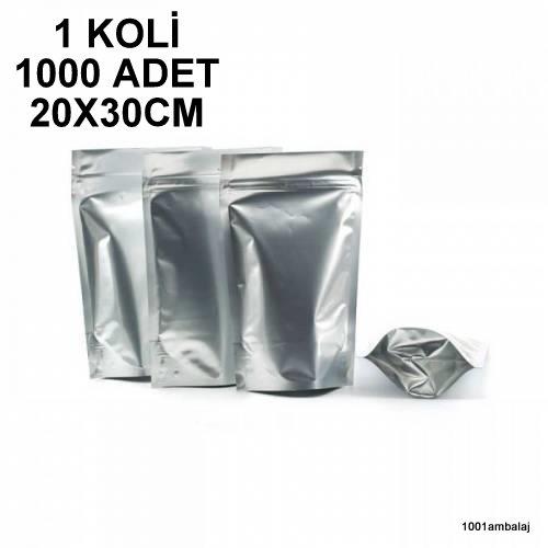 20X30 Cm Alüminyum 1 Koli 1000 Adet Kilitli Doypack Torba 1000 Gr