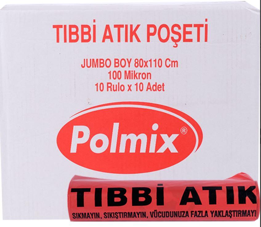 Çöp Torbası Polmix Tibbi Atik 80X110 Çift Kat Kırmızı 1 Koli