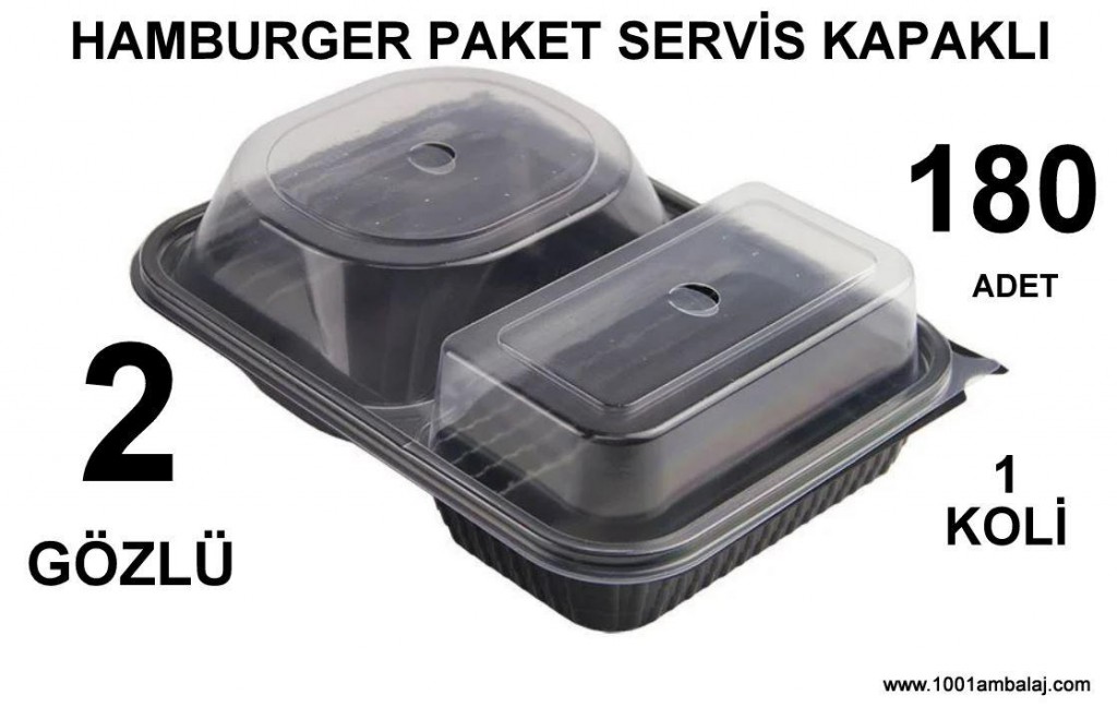 Hamburger Paket Servis Kapaklı 2 Gözlü Kab 180 Adet 1 Koli