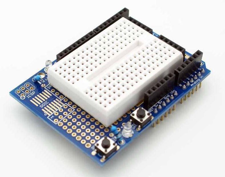 Arduino Uno R3 Proto Sheild + Mini Breadboard