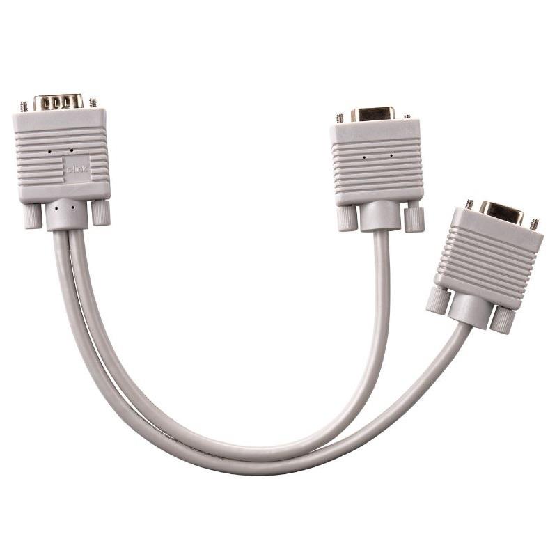 S-Link Vga152  Kablo Erkek / Dişi + Dişi 20 Cm  Y Tip Çoklayıcı Adaptör