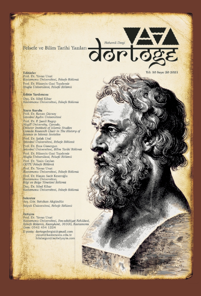 Dörtöğe Felsefe Ve Bilim Tarihi Yazıları Hakemli Dergi Yıl:9 Sayı:18