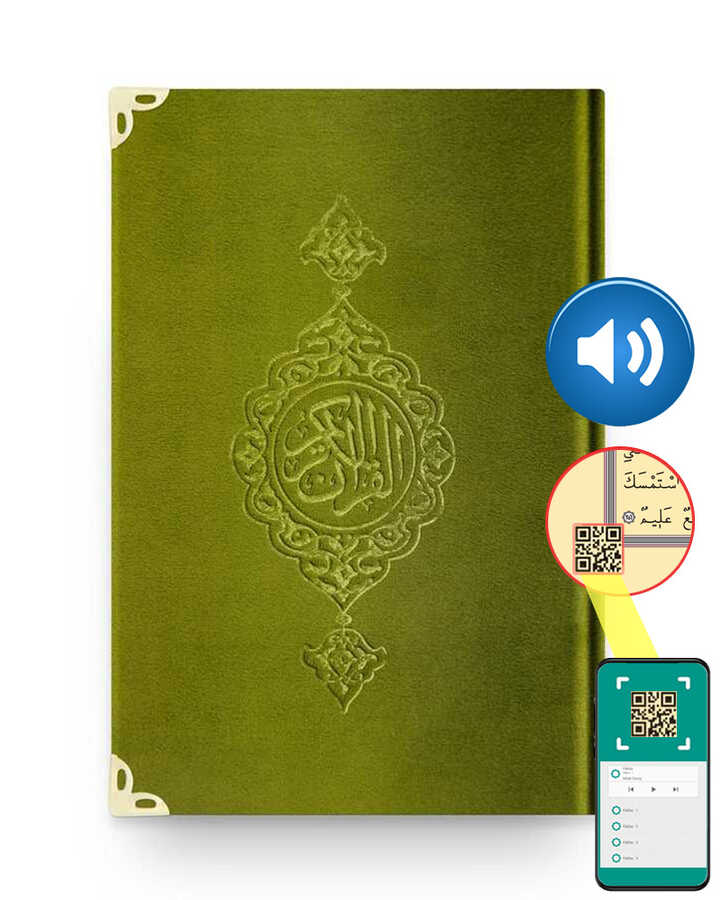 Hafız Boy Kadife Kur'an-I Kerim (Yeşil, Yaldızlı, Mühürlü)