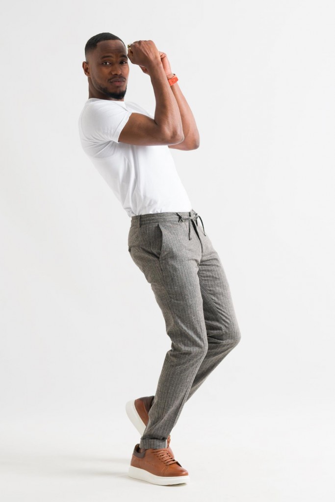 Slimfit Çizgili Beli Lastikli İplikli Yazlık İnce Linen Kumaş Duble Paça Erkek Keten Pantolon