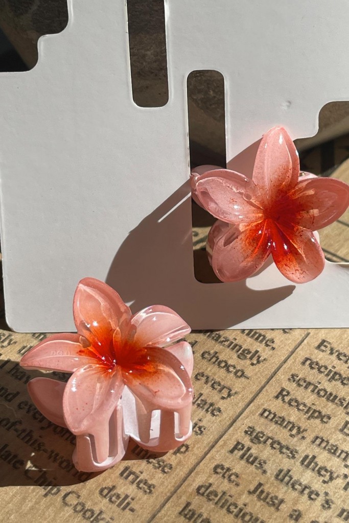 2'Li  Lotus Çiçek Figürlü Mandal Toka Somon Sbt1637