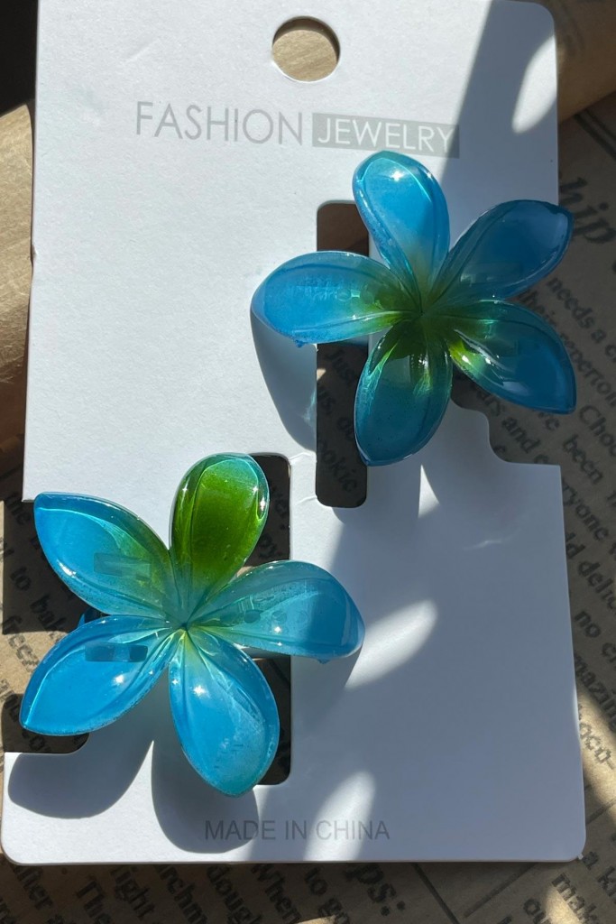 2'Li Lotus Çiçek Figürlü Pens Toka Mavi Sbt1636
