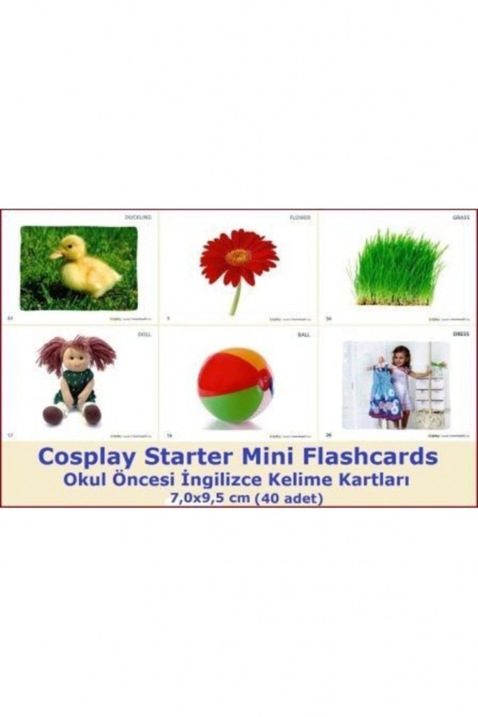Cosplay Starter Mini Flashcards - Okul Öncesi Ingilizce Mini Kelime Kartları (40 Adet) 7,0X9,5 Cm
