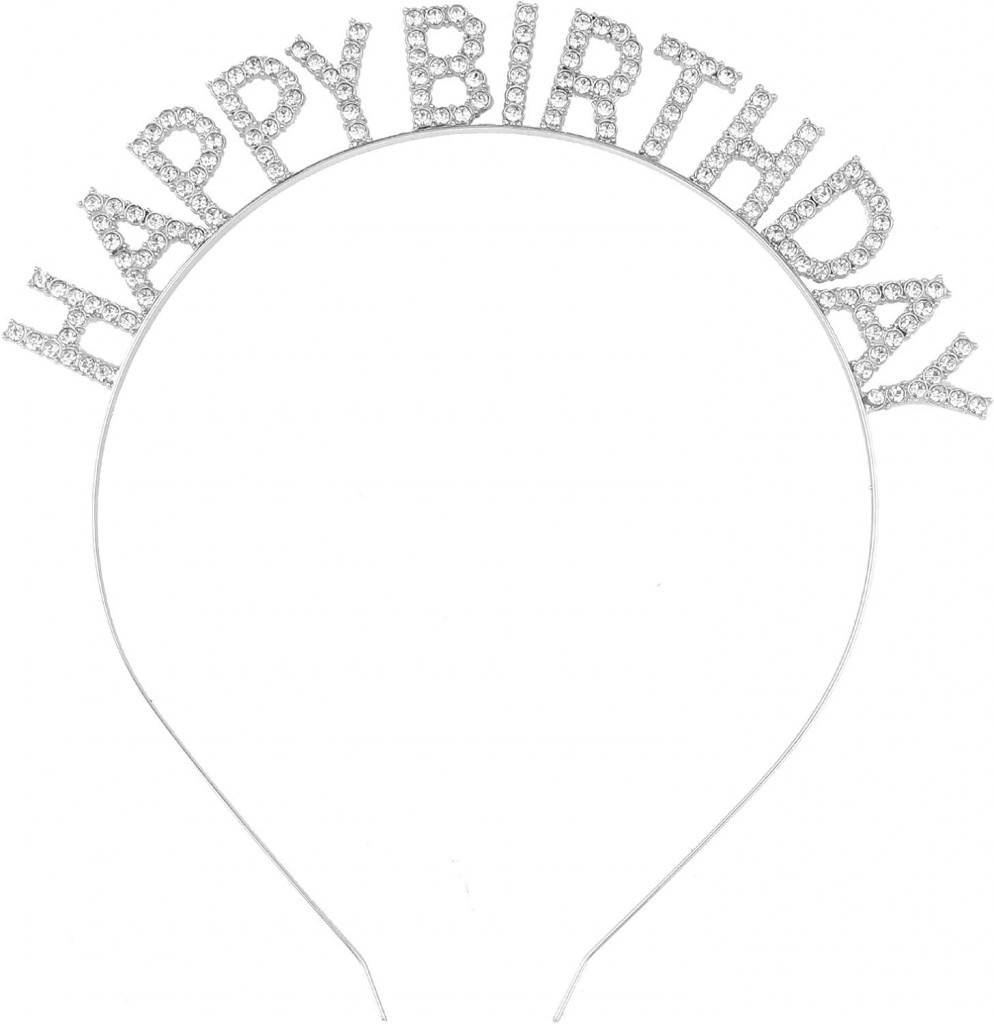 Gümüş Kristal Taşlı Happy Birthday Doğum Günü Tacı İthal Ürün A Kalite 17X16 Cm