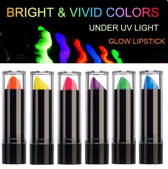 Karanlıkta Parlayan Yanan Uv Neon Ruj Yüz Boyama 6 Adet 6 Renk
