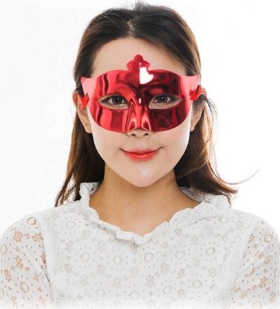 Kırmızı Renk Kostüm Partisi Ekstra Parlak Balo Maskesi 15X10 Cm