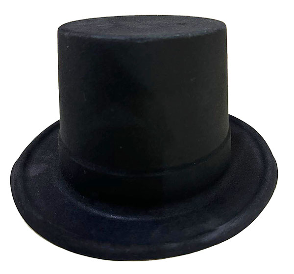 Siyah Renk Plastik Nubuk Kadife Kaplama Fötr Şapka 11 Cm