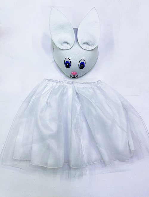 Tavşan Kostümü Beyaz - 23 Nisan Tavşan Şapka Ve Tütü Etek Seti 2 Parça