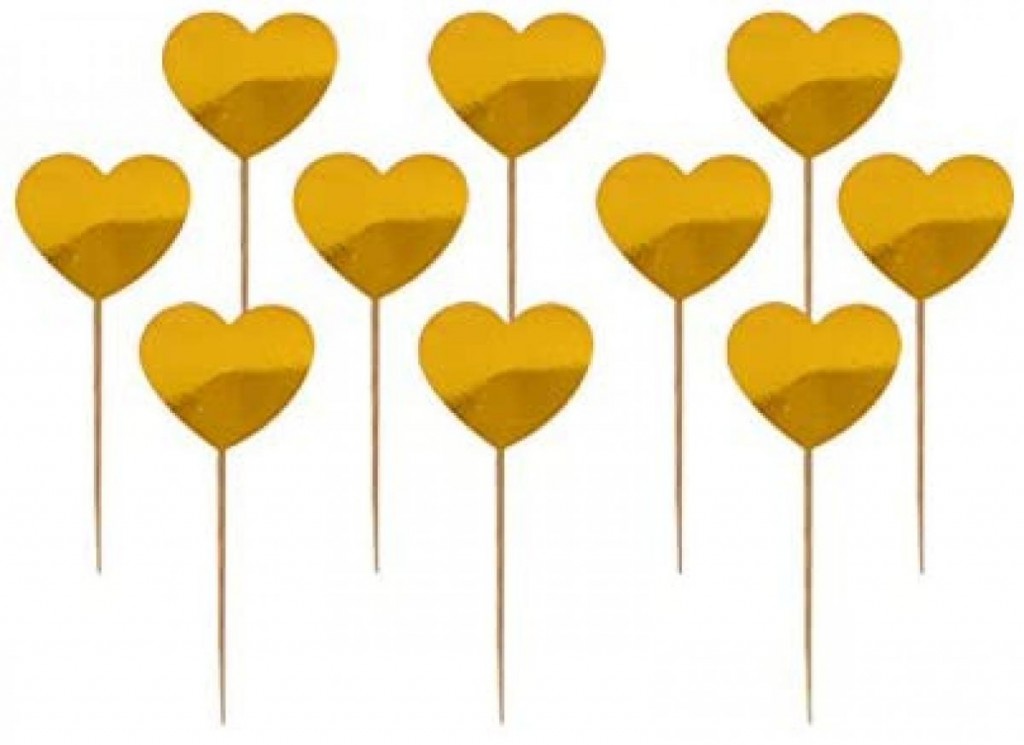 Altın Renk Kalp Şekilli Kürdan Süs 15 Adet