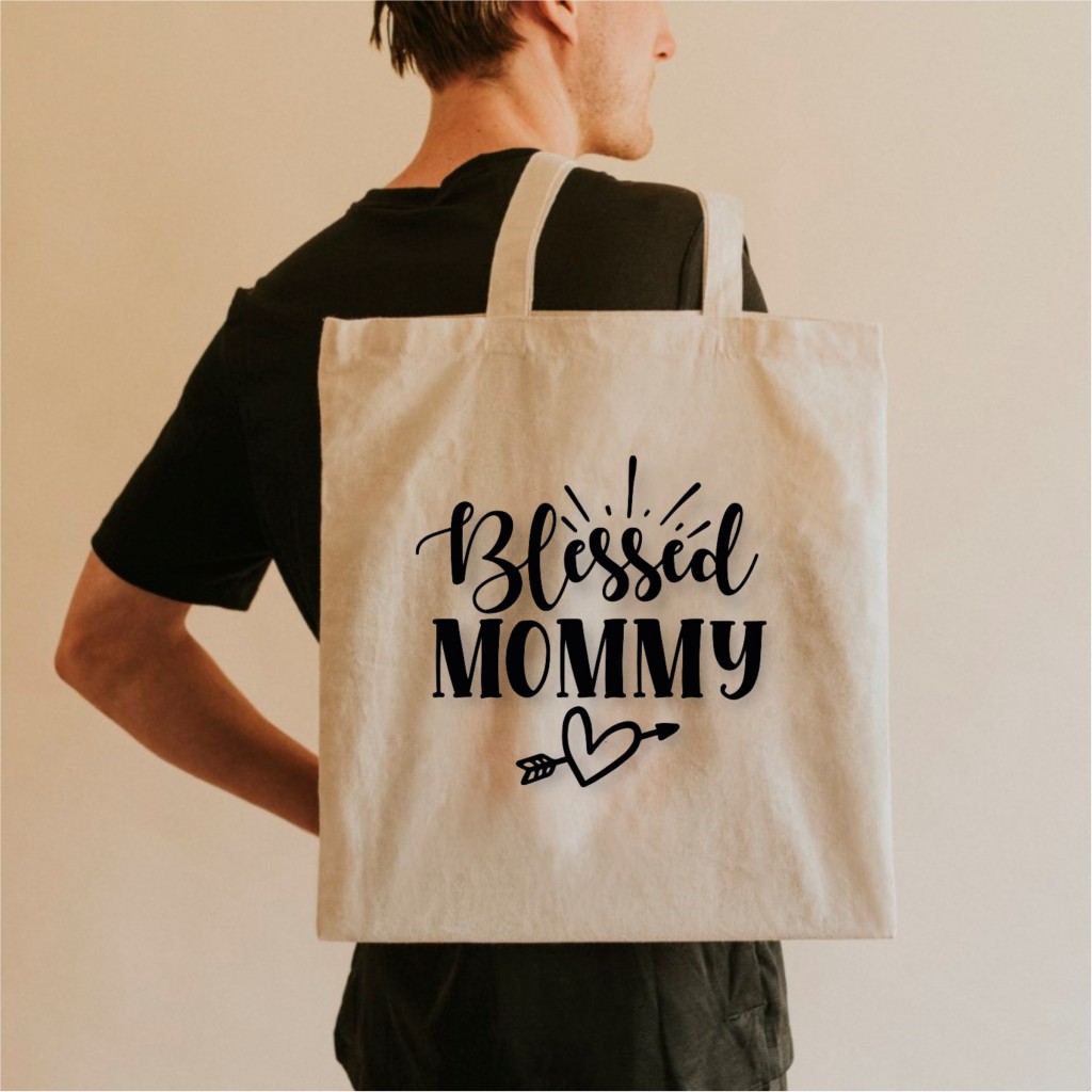 Blessed Mommy Tasarımlı Ham Bez Çanta - Ab16