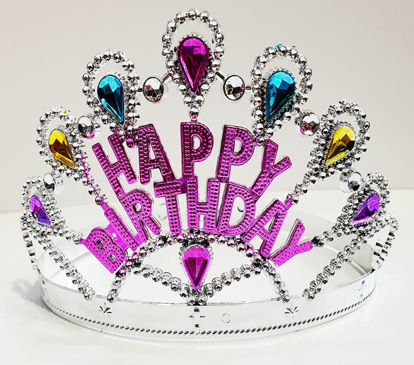 Gümüş Renk Shopzum Happy Birthday Yazılı Doğum Günü Tacı 60 Cm