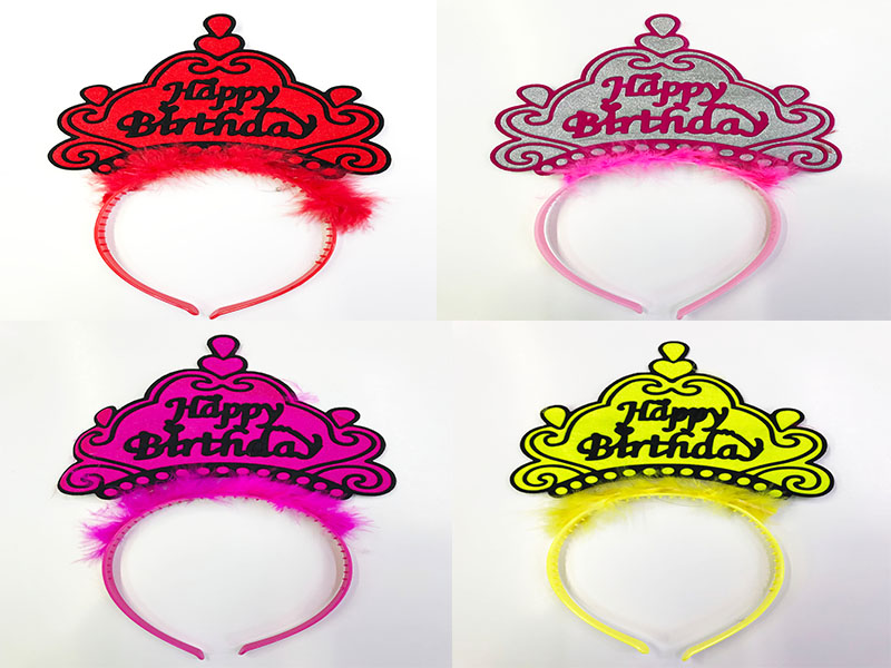 Shopzum Happy Birthday Yazılı Neon Renk Taç 12 Adet